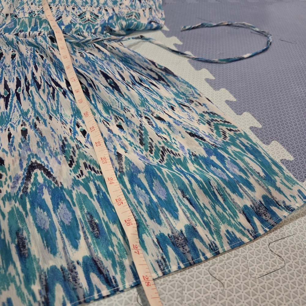 Motherhood V-Neck Cover-up Blouse Beach Tunic aqua abstract geometric Size S - Picture 5 of 5